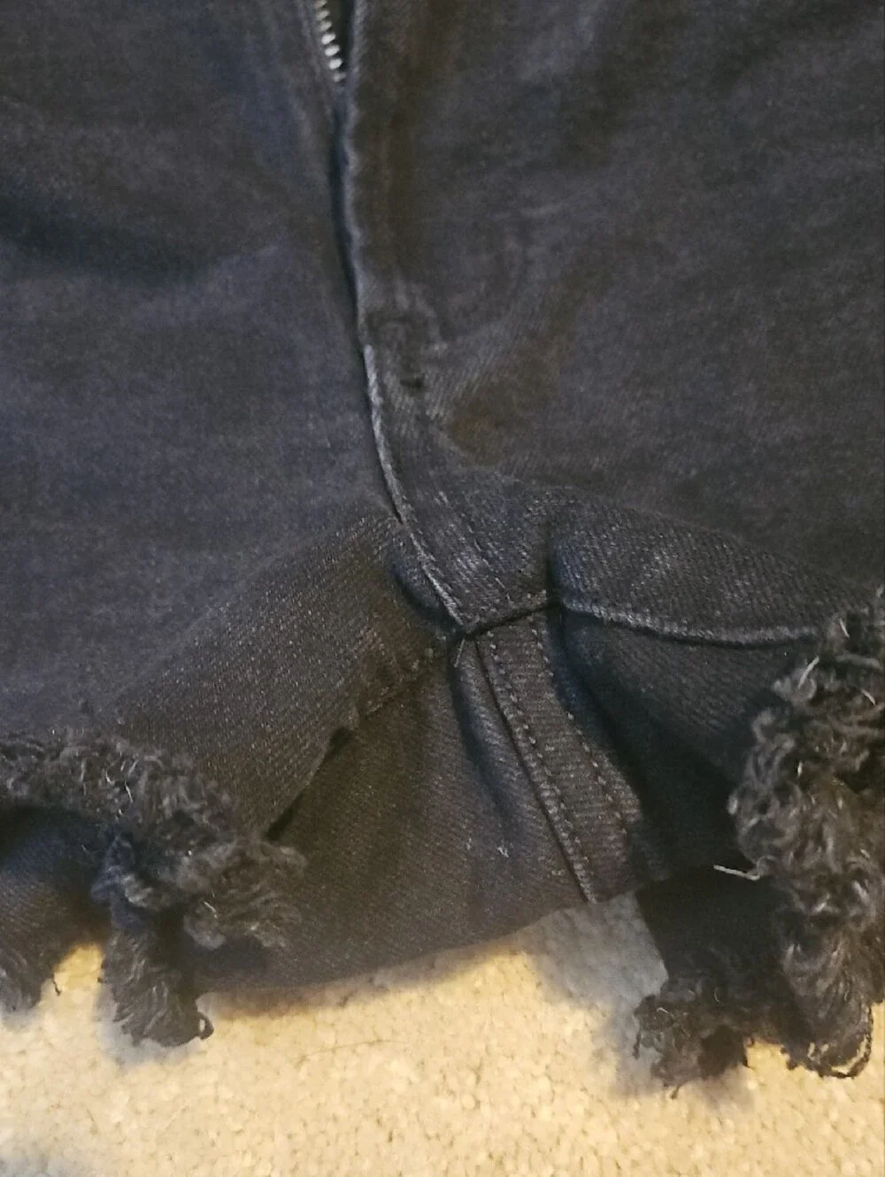Black Frayed Hem Denim Shorts